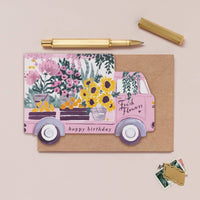 Carte d'anniversaire - Camion de Fleurs