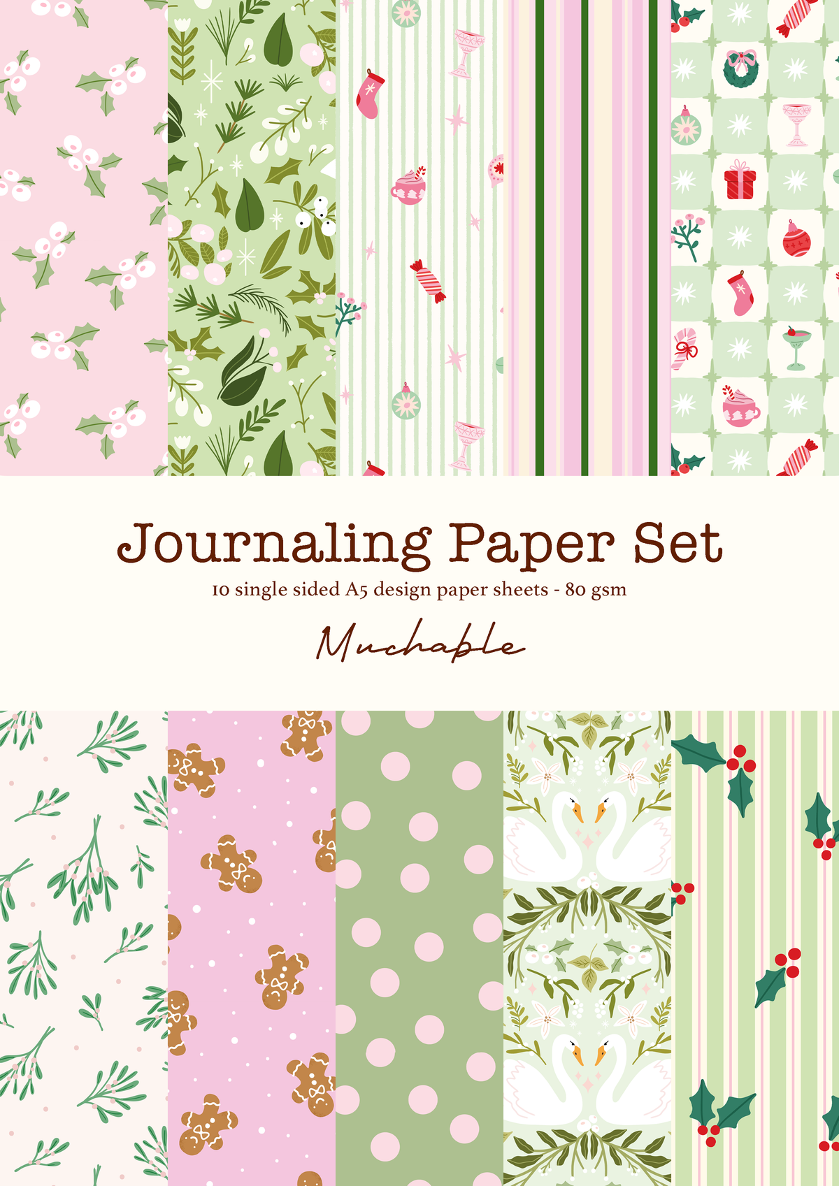 Set de papier pour scrapbooking/journaling, 10 feuilles A5, Noël