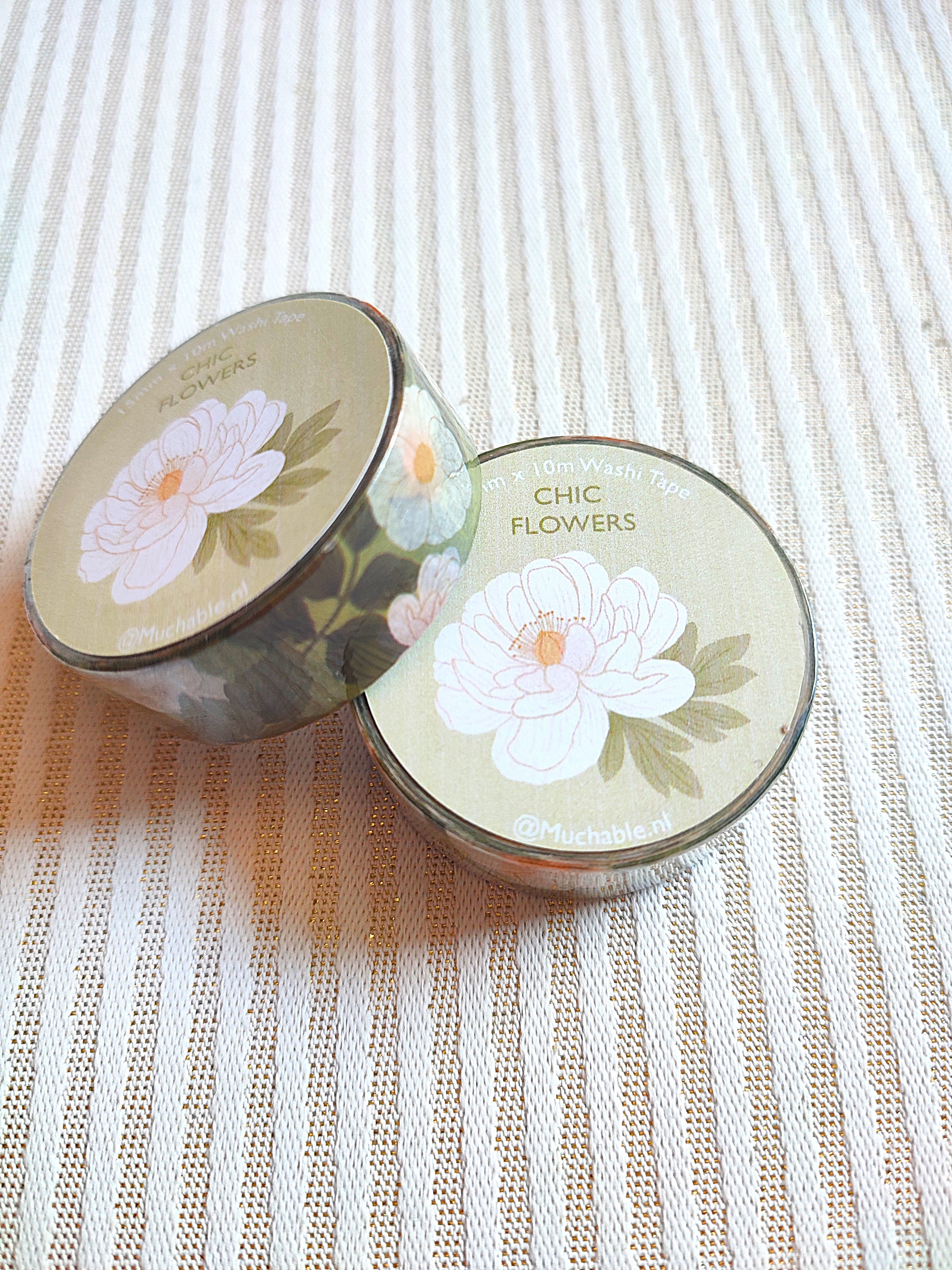 Washitape - fleurs blanches chic