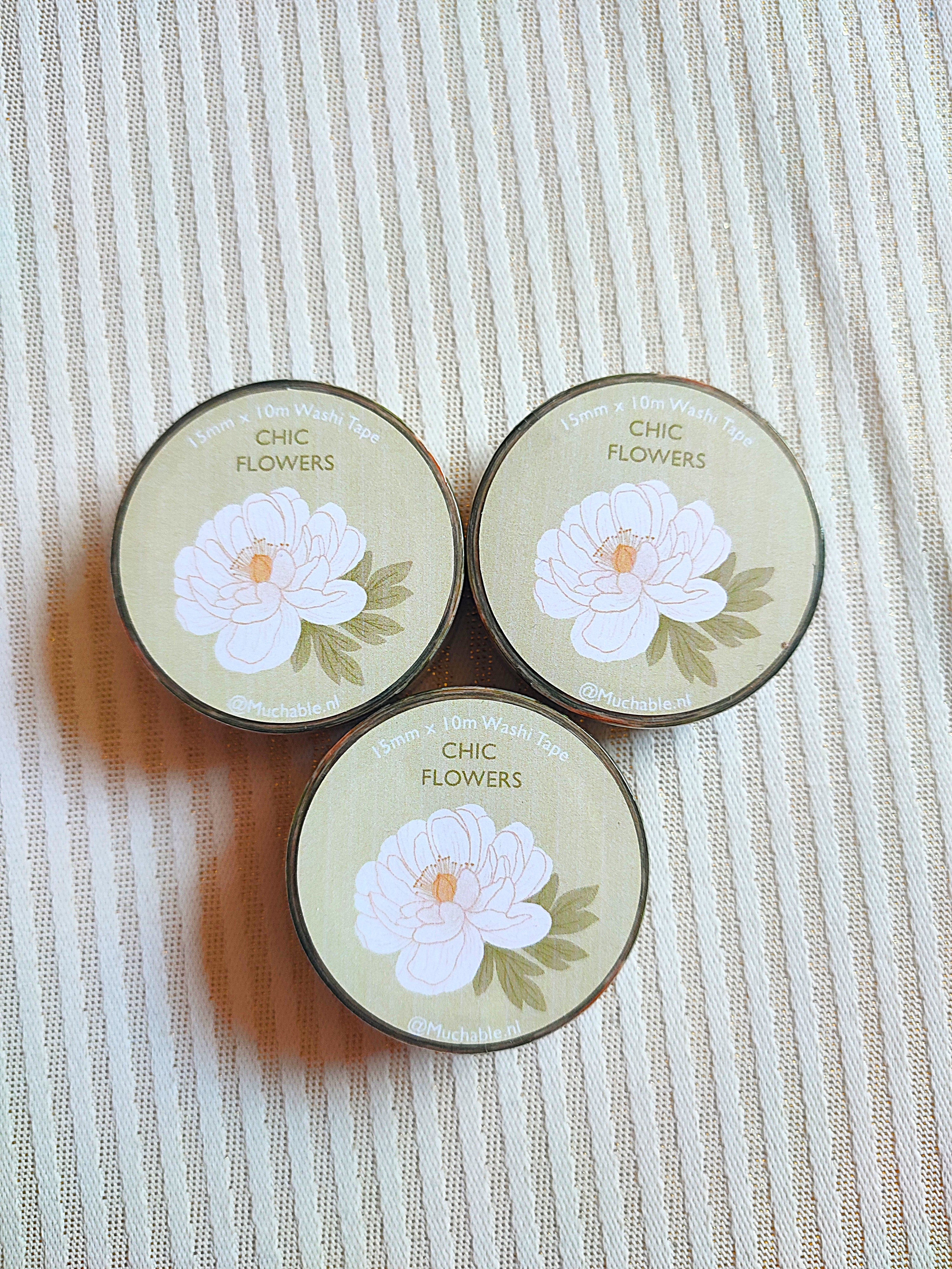 Washitape - fleurs blanches chic