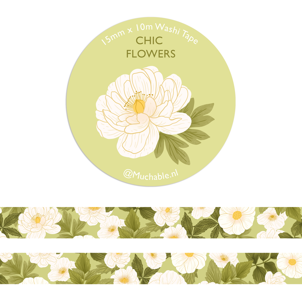 Washitape - fleurs blanches chic