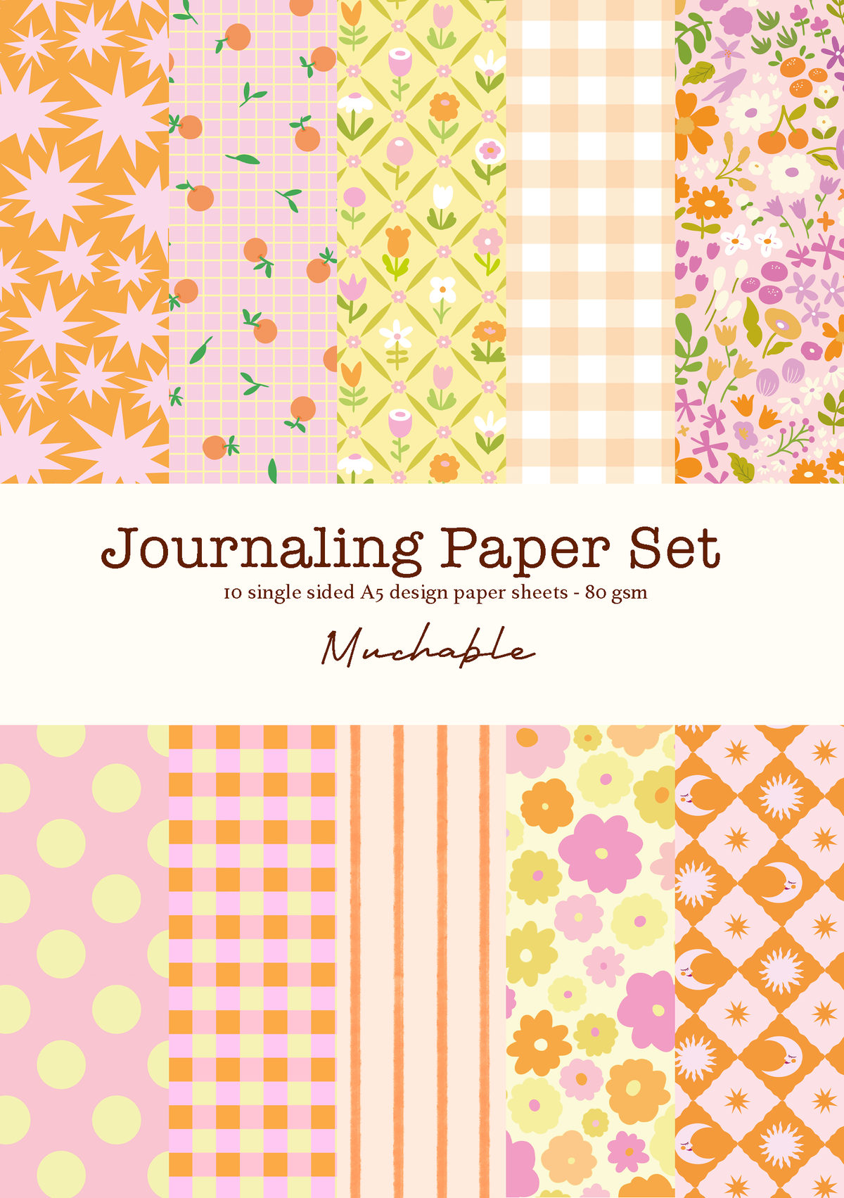 Set de papier pour journaling/scrapbooking orange - 10 feuilles A5