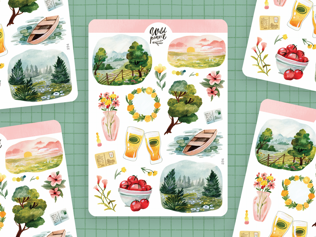 Planche d'autocollants — Été en pleine nature