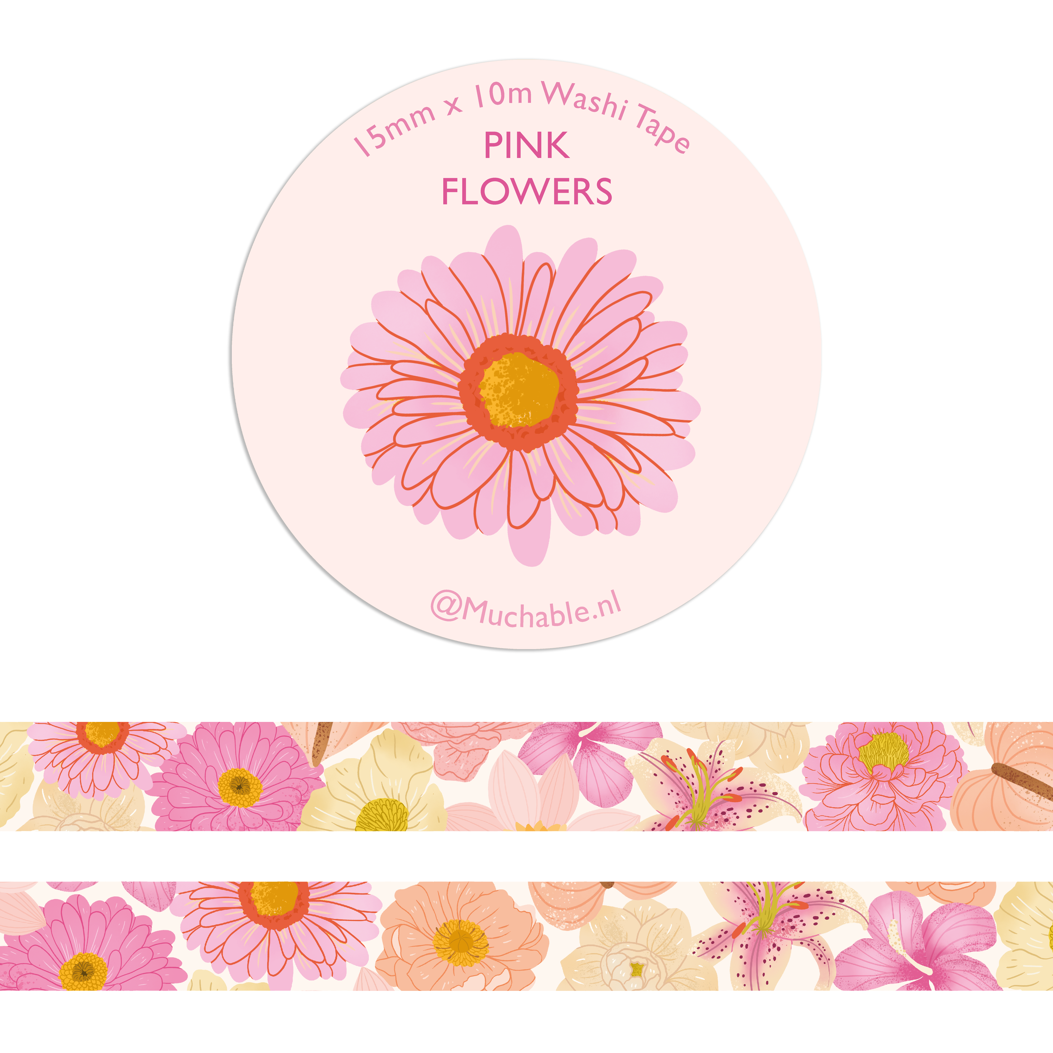 Washitape - Pink Flowers