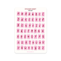 Feuille d'autocollants A5 - lettres rose de l'alphabet pour journaling