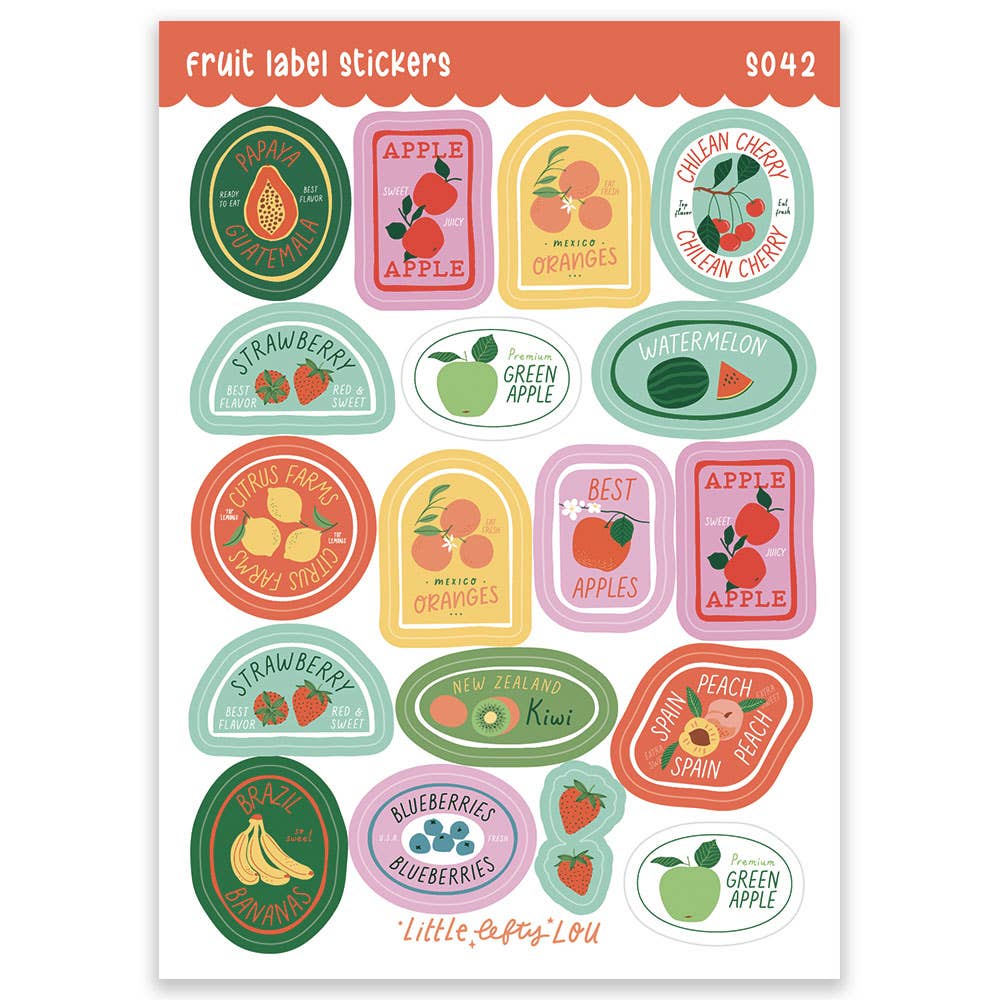 Feuille d'autocollantes A6 - Fruits