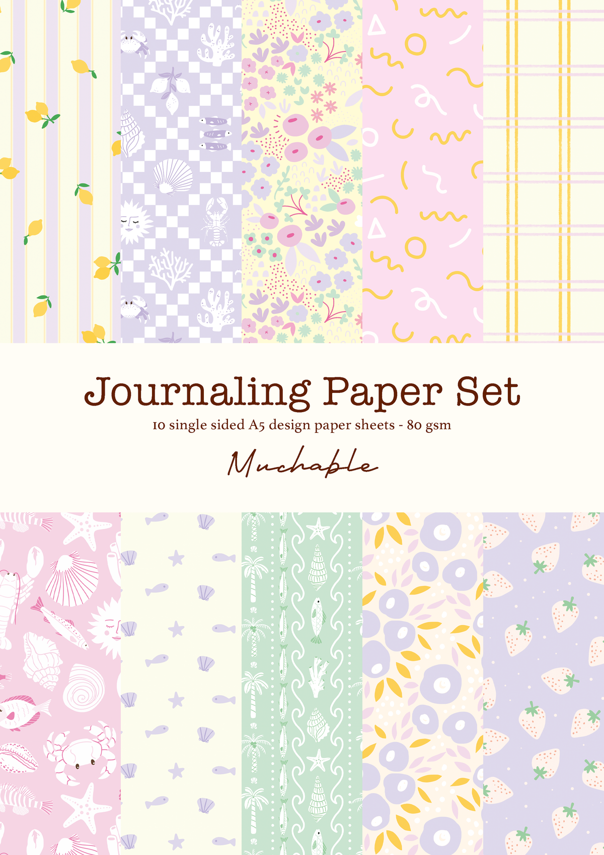 Set de papier pour journaling/scrapbook pastel - 10 feuilles A5