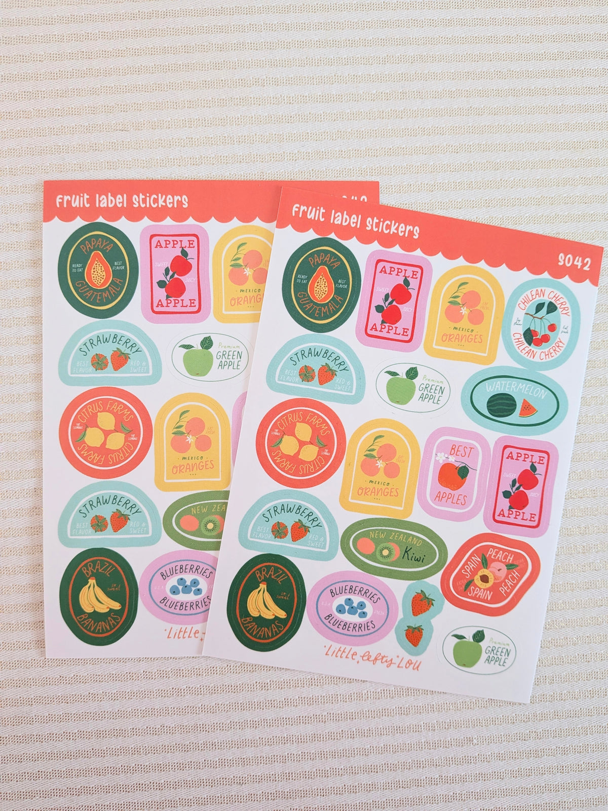 Feuille d'autocollantes A6 - Fruits
