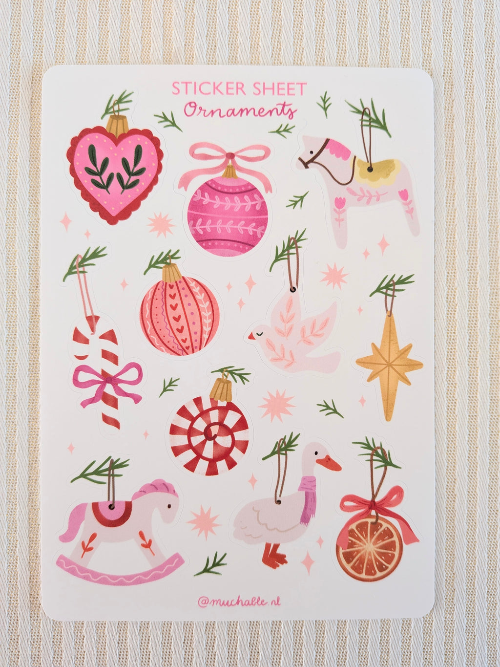 Feuille d'autocollants A6 - Ornements de Noël mignons