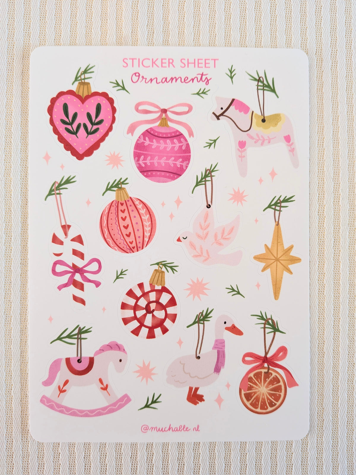 Feuille d'autocollants A6 - Ornements de Noël mignons