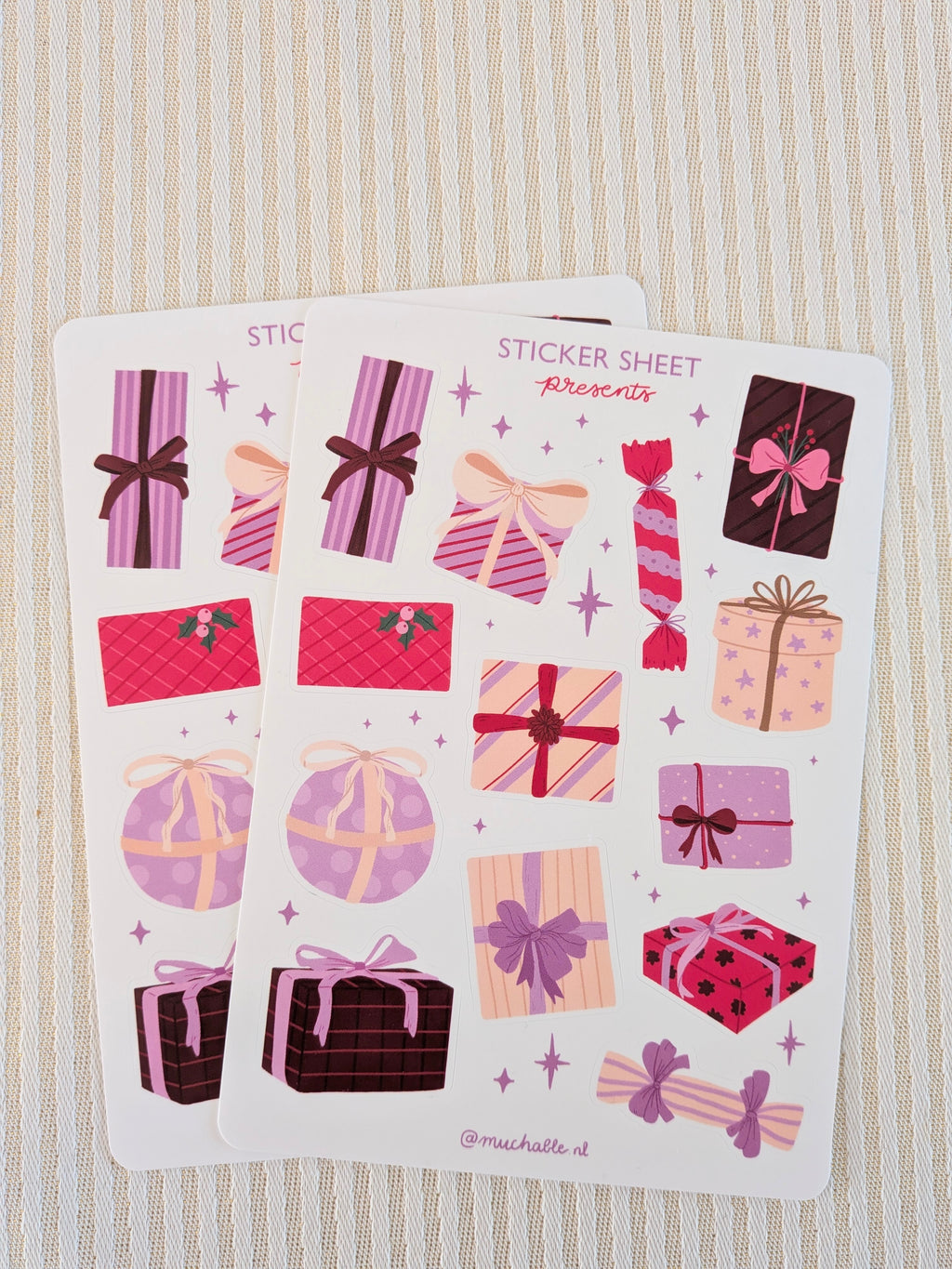 Feuille d'autocollants A6 - Cadeaux de Noël