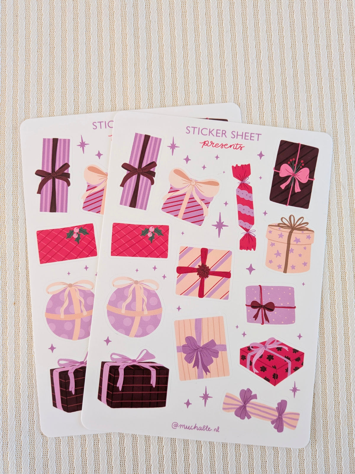Feuille d'autocollants A6 - Cadeaux de Noël