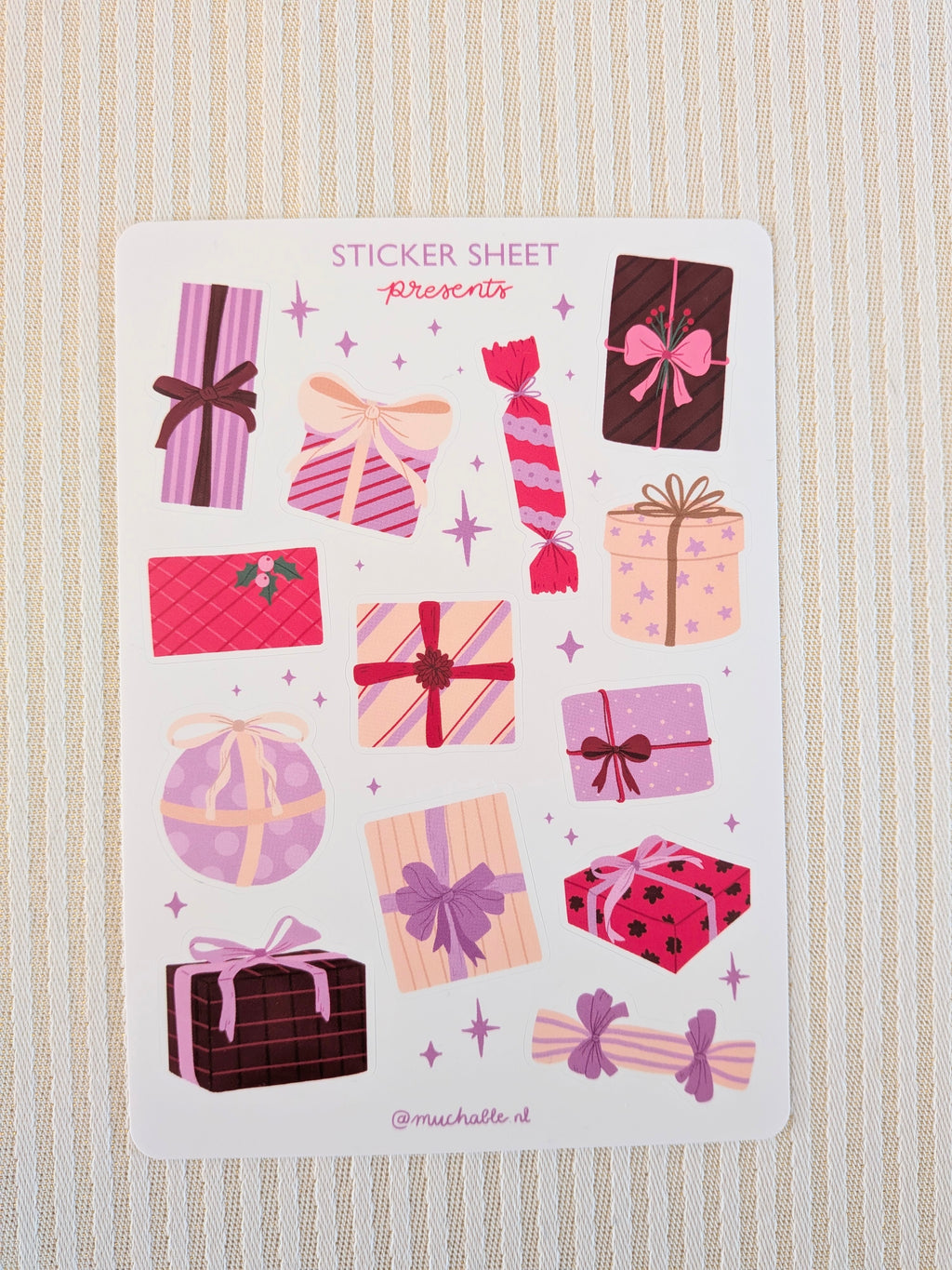 Feuille d'autocollants A6 - Cadeaux de Noël
