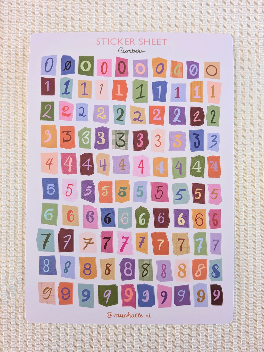 Planche de stickers A5 - Numéros/Chiffres pour Jounaling