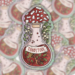 Autocollant scintillant - Potion magique champignon rouge