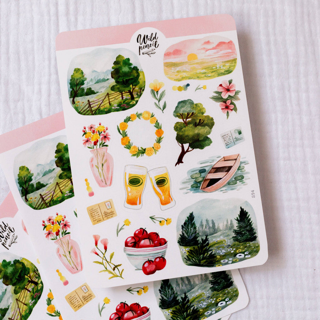 Planche d'autocollants — Été en pleine nature