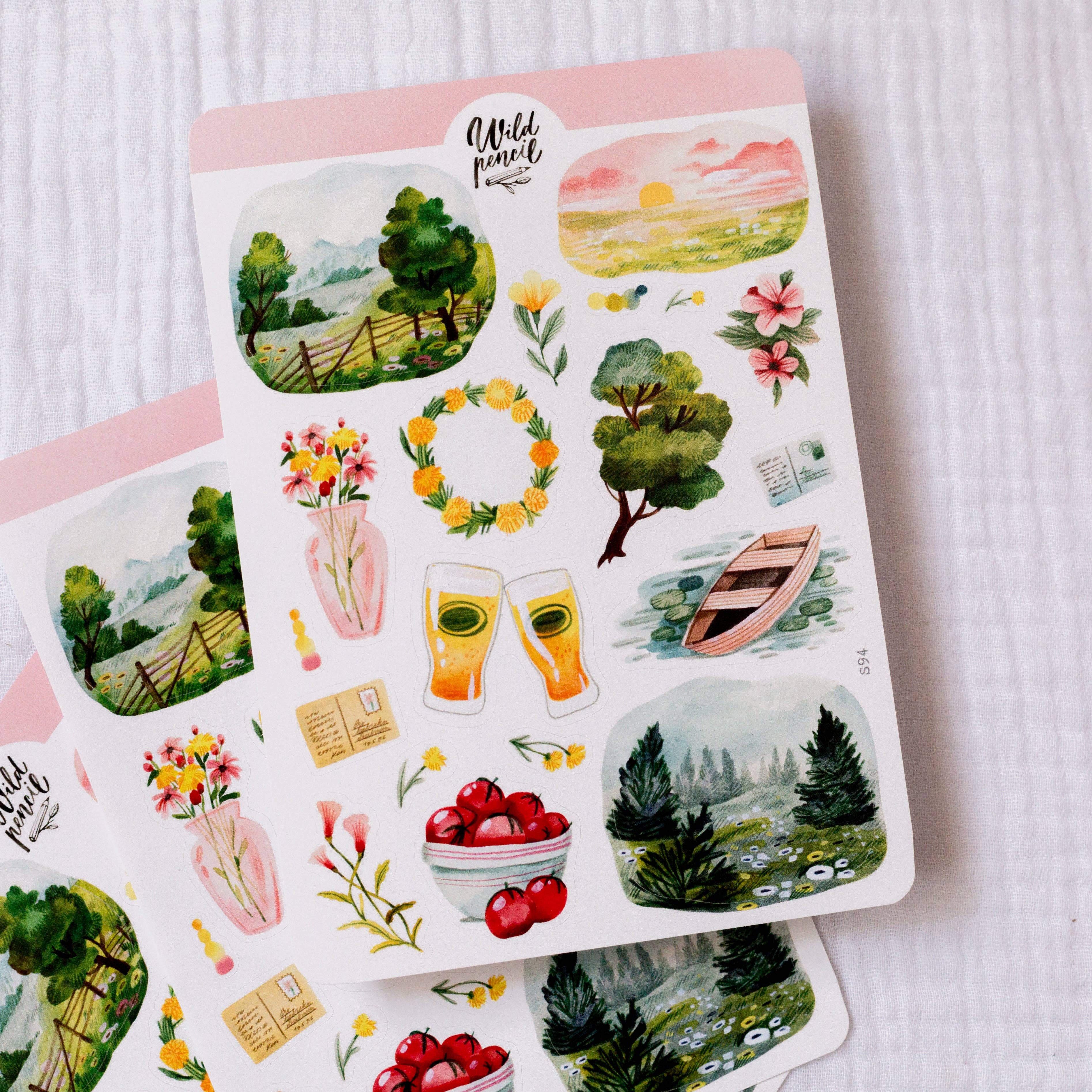Planche d'autocollants — Été en pleine nature