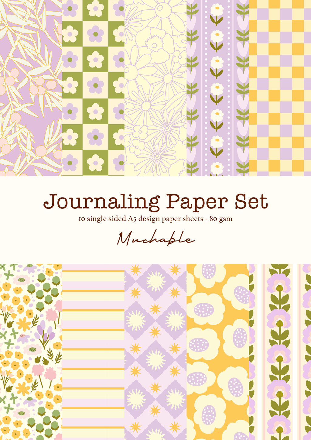 Set de papiers N°2 pour journaling/scrapbooking - 10 feuilles A5