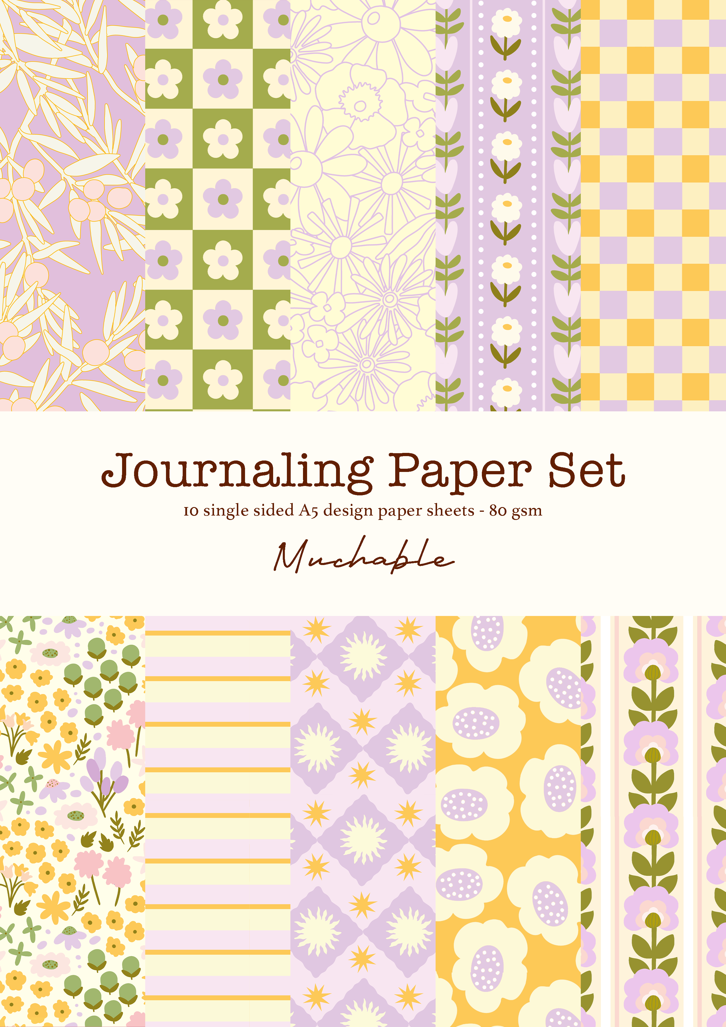 Set de papiers N°2 pour journaling/scrapbooking - 10 feuilles A5