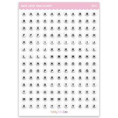 Feuille d'autocollants A5 - Lettres perles blanches
