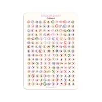 Feuille d'autocollants A5 - petites lettres de l'alphabet