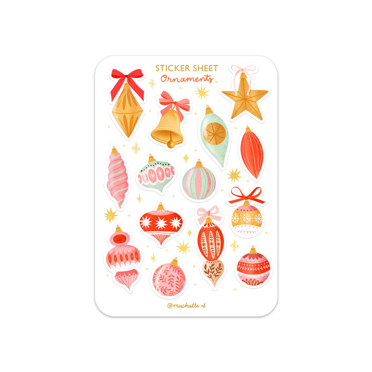 Feuille d'autocollants A6 - Ornements de Noël
