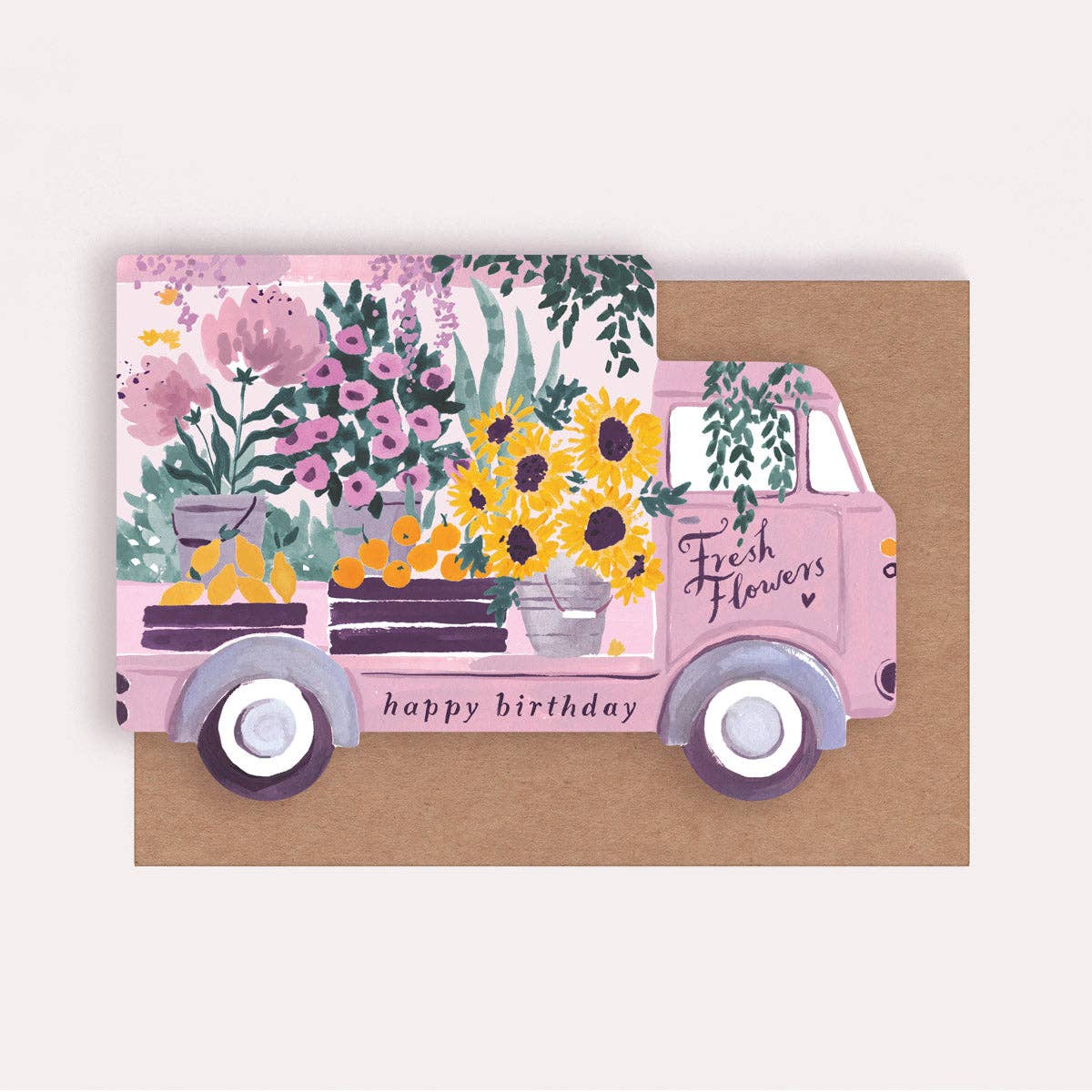 Carte d'anniversaire - Camion de Fleurs