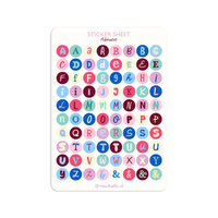 Feuille d'autocollants A5 - lettres/caractères pour journalisation