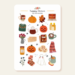 Halloween cosy - Planche d'autocollants | Och Monika